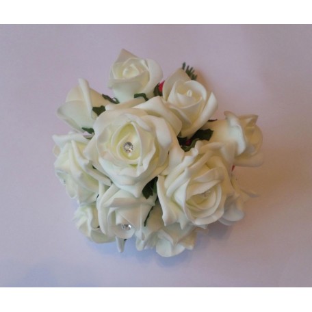 Wedding Posy in Ivory Glitter Roses with White Netting